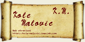 Kole Malović vizit kartica